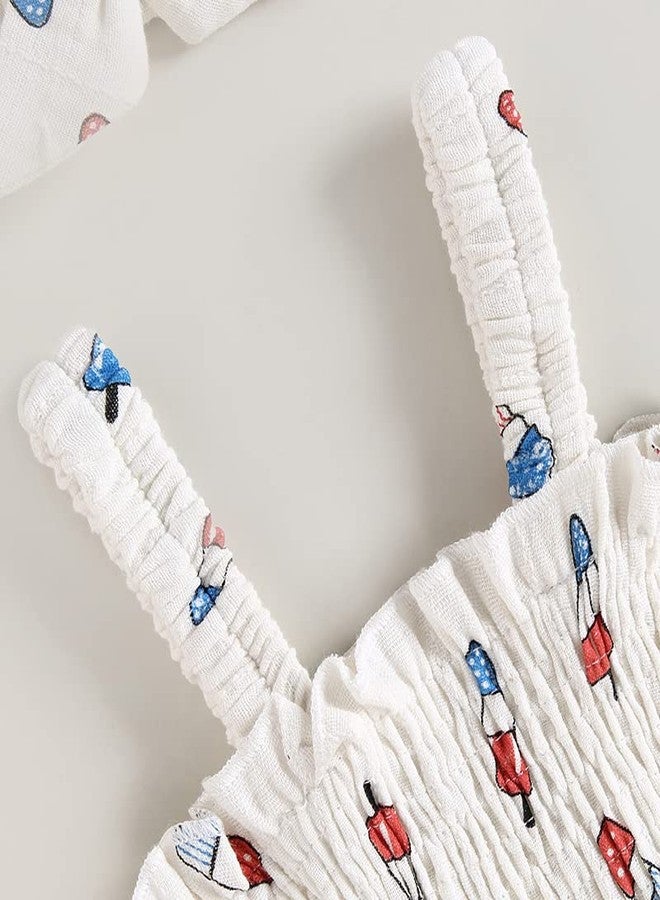 Amnnchya Baby Girl 4th of July Outfit Ice Cream Sleeveless Fourth of July Romper Newborn Independence Day Clothes (White,0-3 Months) - Image 4