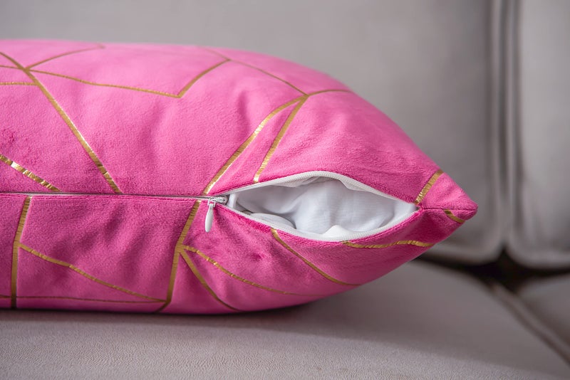 YONGLIU YONGLIU Throw Pillow Covers Velvet Decorative 2 Packs Ultra-Soft Cushion Case for Christmas Sofa Bedroom Car Living Room (Super Pink  20""X20"")  - Image 5