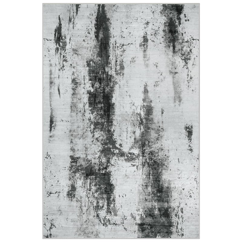 Gent drizz 9x12 Area Rugs Washable Rug: Modern Abstract Living Room Rug Soft Anti-Skid Thin Carpet Indoor Floor Non-Shedding Carpets for Bedroom Dining Room Farmhouse Nursery Home Office Black White Grey - Image 2