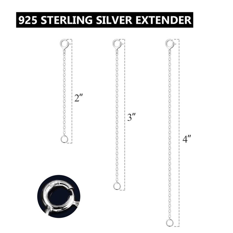 LANCHARMED 925 Sterling Silver Necklace Extenders Durable Necklace Extender Strong Removable Necklaces Bracelet Anklet Extender for Jewelry Making(2 3 4 Inch) - Image 3