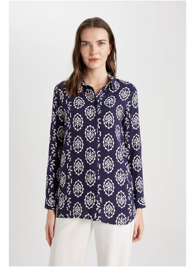 DeFacto - Woman Loose Fit Shirt Neck Woven Long Sleeve Tunic - Image 1