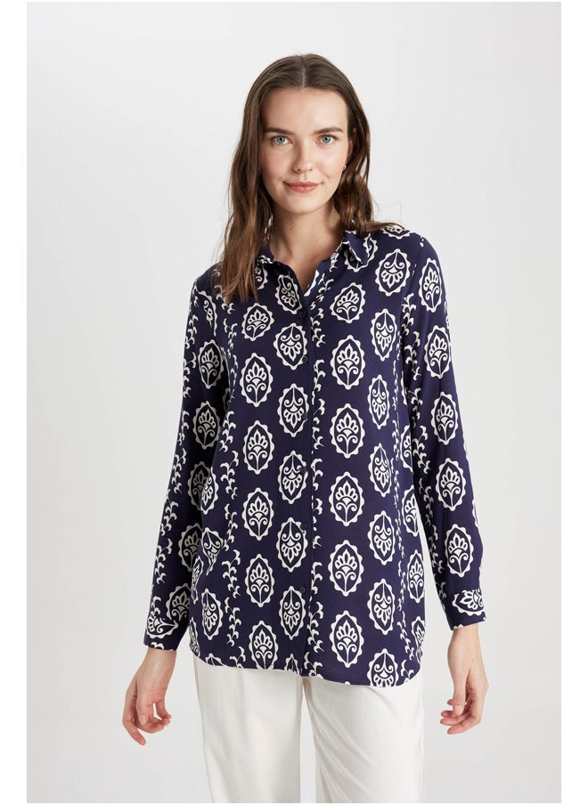 DeFacto - Woman Loose Fit Shirt Neck Woven Long Sleeve Tunic - Image 1