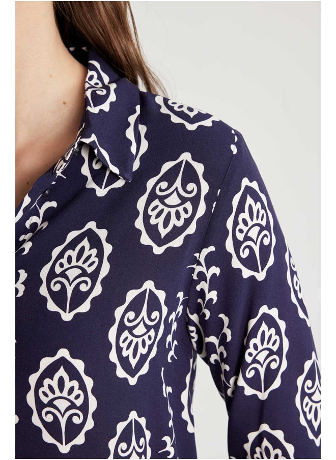 DeFacto - Woman Loose Fit Shirt Neck Woven Long Sleeve Tunic - Image 1