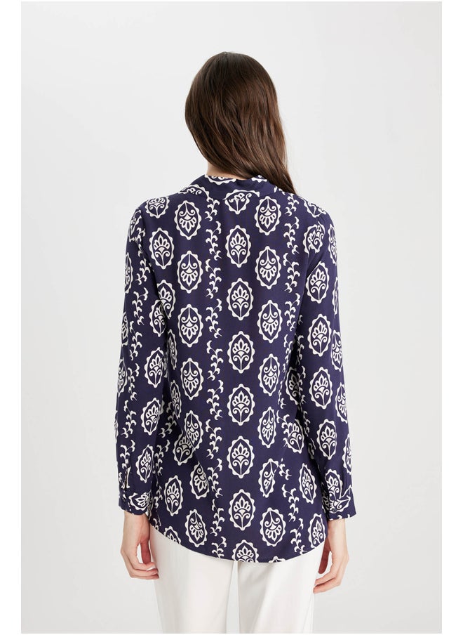 DeFacto - Woman Loose Fit Shirt Neck Woven Long Sleeve Tunic - Image 1