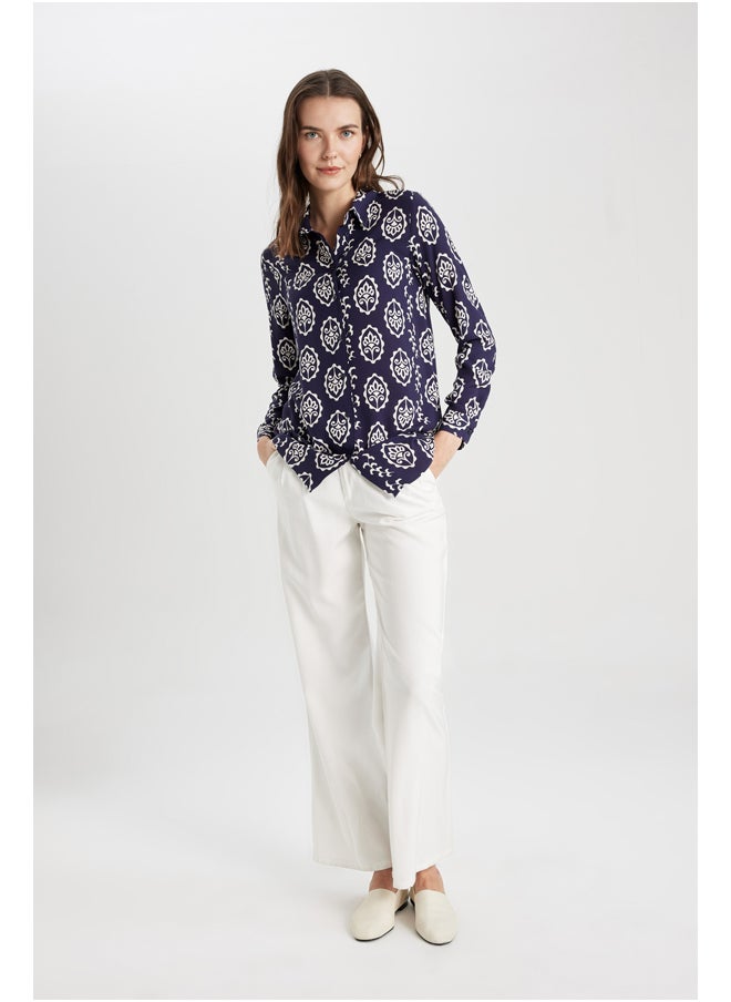 DeFacto - Woman Loose Fit Shirt Neck Woven Long Sleeve Tunic - Image 1