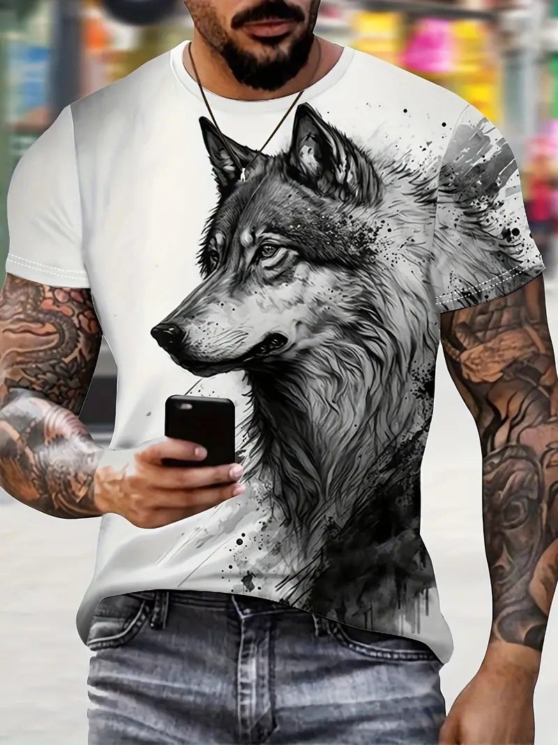 Independent Station New Animal Pattern 3D Digital Printing Men'S Gradient Short-Sleeved T-Shirt Top - Image 1