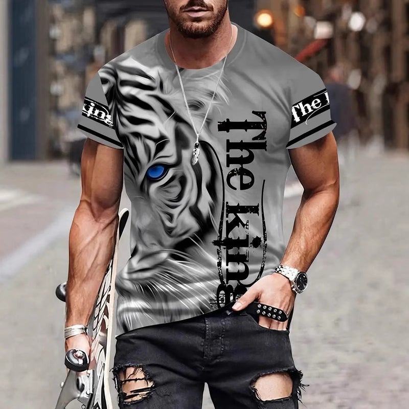 Independent Station New Animal Pattern 3D Digital Printing Men'S Gradient Short-Sleeved T-Shirt Top - Image 3
