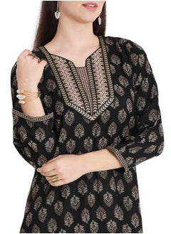 HANA & SARA CASUAL FARASHA KAFTAN DRESS WITH UNIQUE PRINT AND THREAD EMBROIDERY FOR WOMEN  - Image 3