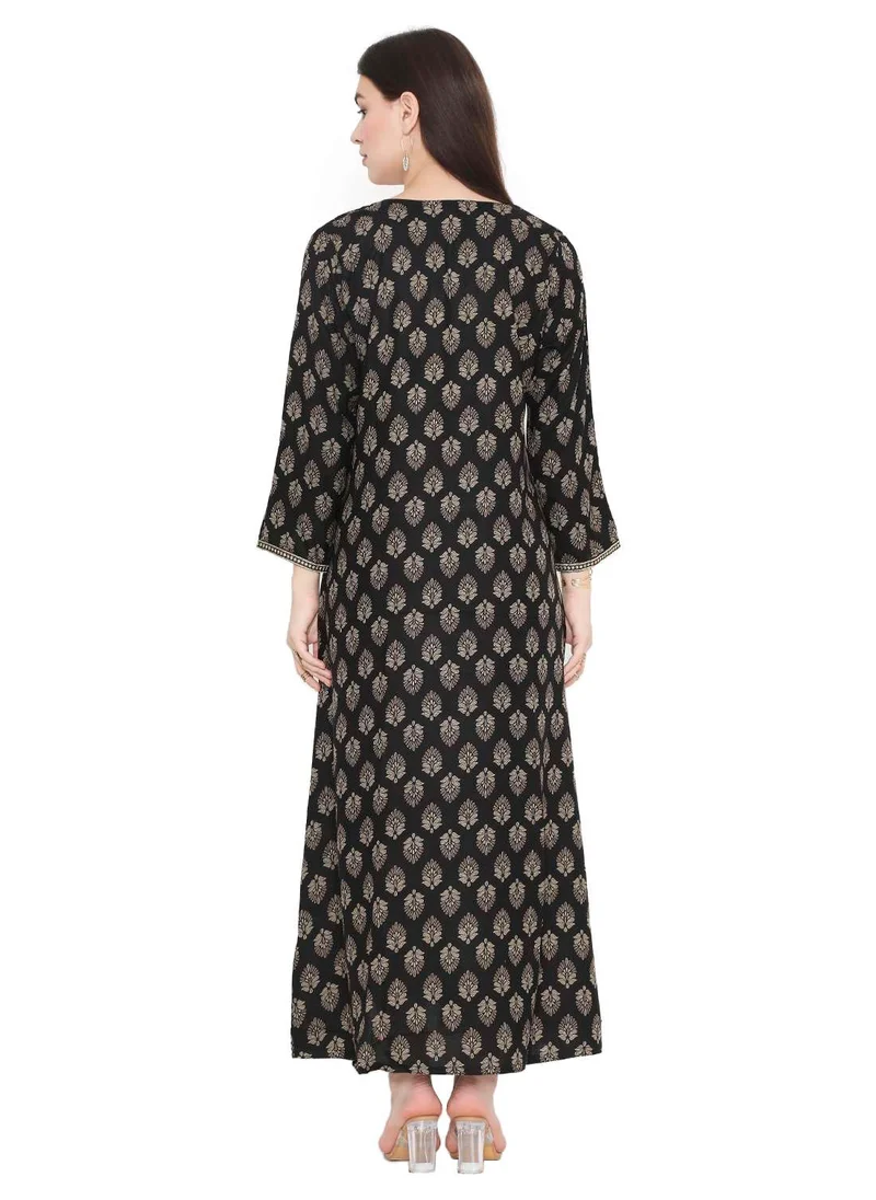 HANA & SARA CASUAL FARASHA KAFTAN DRESS WITH UNIQUE PRINT AND THREAD EMBROIDERY FOR WOMEN