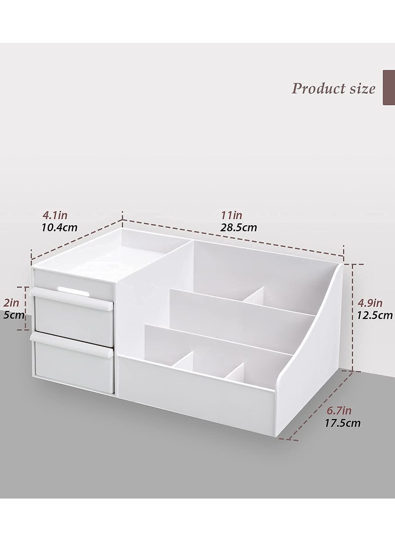 GBEX GBEX Plastic makeup drawer for all your lotions cosmetics and jewelry Drawer Storage Box 2 Mini Drawer Organizer Desktop Office Supplies Cabinet size106 x 63 x 45 inches White Colour Pack of 1  - Image 2