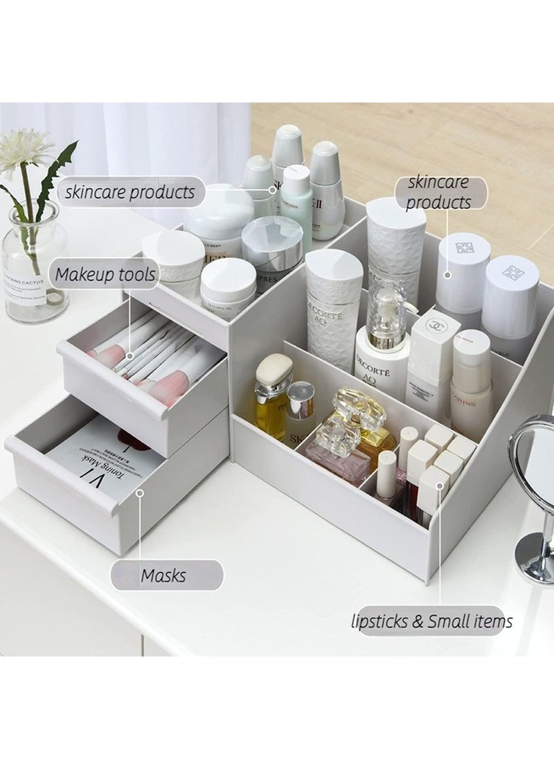 GBEX GBEX Plastic makeup drawer for all your lotions cosmetics and jewelry Drawer Storage Box 2 Mini Drawer Organizer Desktop Office Supplies Cabinet size106 x 63 x 45 inches White Colour Pack of 1  - Image 4