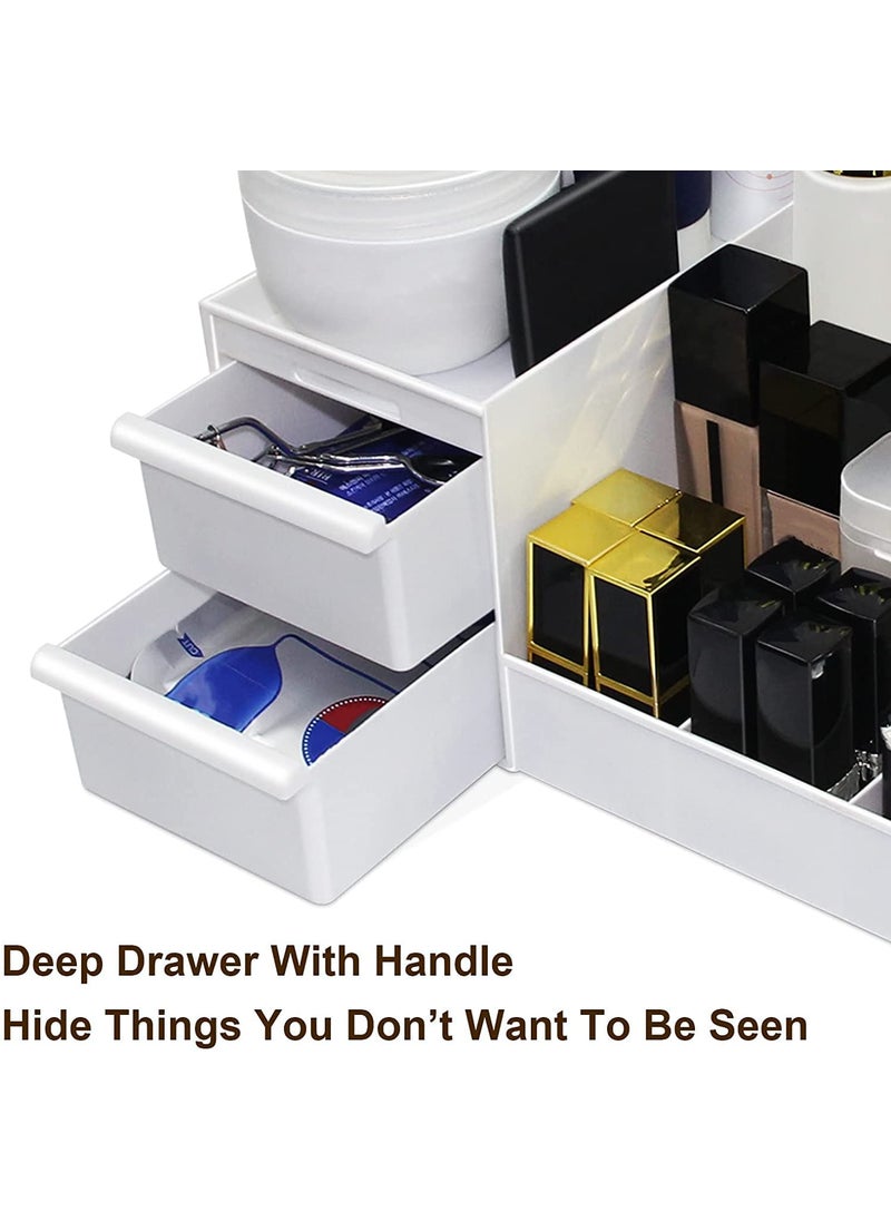 GBEX GBEX Plastic makeup drawer for all your lotions cosmetics and jewelry Drawer Storage Box 2 Mini Drawer Organizer Desktop Office Supplies Cabinet size106 x 63 x 45 inches White Colour Pack of 1  - Image 3