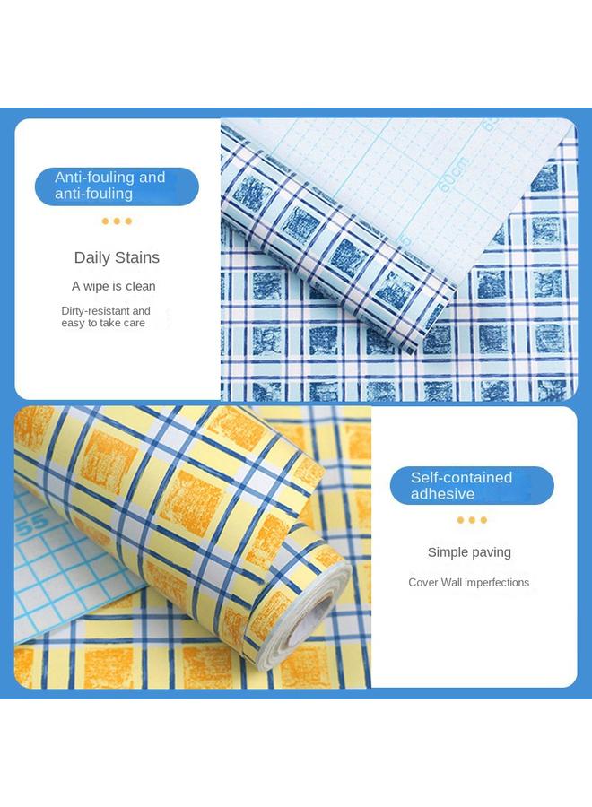 Bluejw Wallpaper Ins Japanese Cartoon Girls Room Dormitory Bedroom Tearable Wallpaper Wardrobe Plaid Stickers Large Roll - Image 5