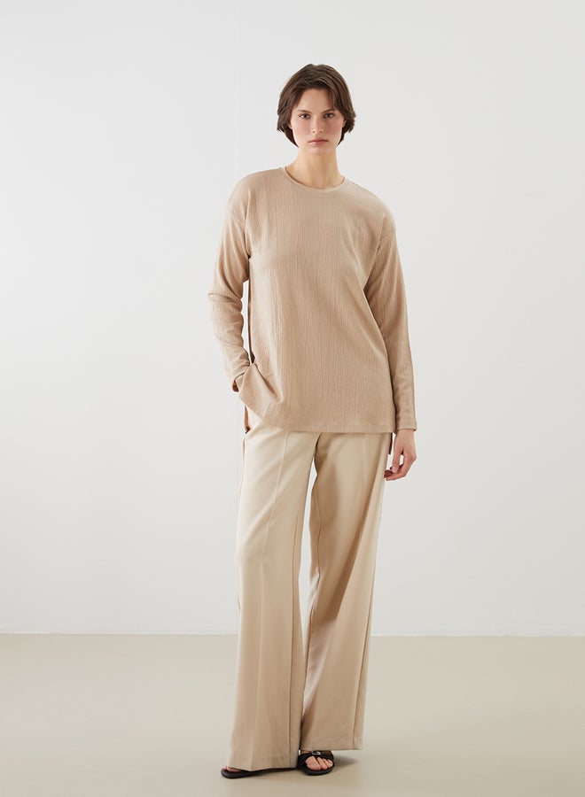 LC WAIKIKI Crew Neck Textured Women's T-Shirt - Image 2