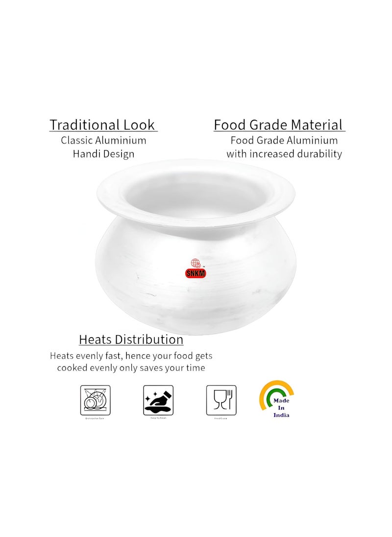 SNKM SNKM Aluminium Handi with Lid 7No Very Small for Warming Milk Water Multipurpose Use Very Small Size 1Liters Silver Pack of 1  - Image 4