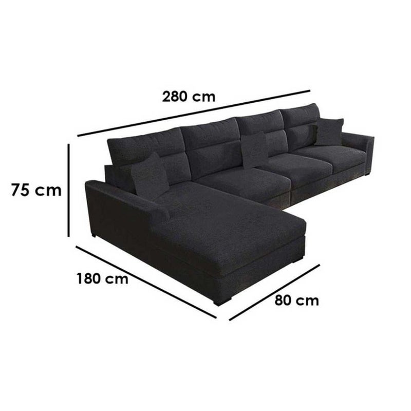 بيتك كنبة زاوية 180×75×80×280 سم - أسود - Image 3