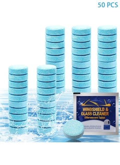 HY 50 Pieces Car Windshield Glass Concentrated Washer Tablets Windshield Washer Fluid Solid Car Effervescent Tablets Glass Solid Wiper Cleaning Tablets for Car Kitchen Window  - Image 1