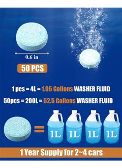 HY 50 Pieces Car Windshield Glass Concentrated Washer Tablets Windshield Washer Fluid Solid Car Effervescent Tablets Glass Solid Wiper Cleaning Tablets for Car Kitchen Window  - Image 2
