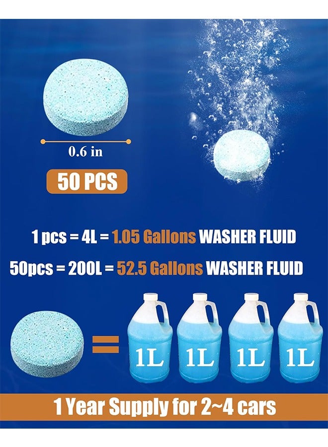 HY 50 Pieces Car Windshield Glass Concentrated Washer Tablets Windshield Washer Fluid Solid Car Effervescent Tablets Glass Solid Wiper Cleaning Tablets for Car Kitchen Window  - Image 2