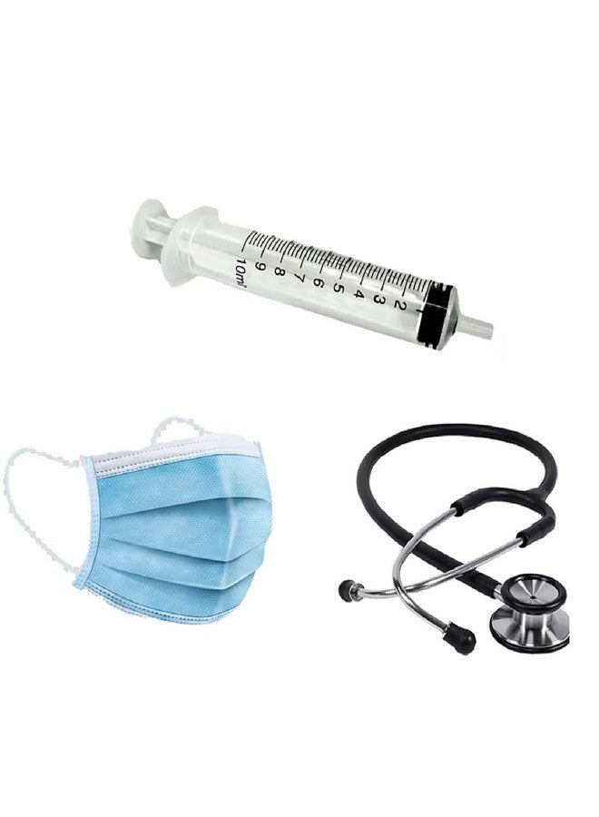 Fancy Dress World Doctor Coat dress for Kids | Doctor dress Costumes for boys & girls | Doctor dress and Stethoscope, Mask, Injection (Set Of 4) 4-5Yrs  - Image 4