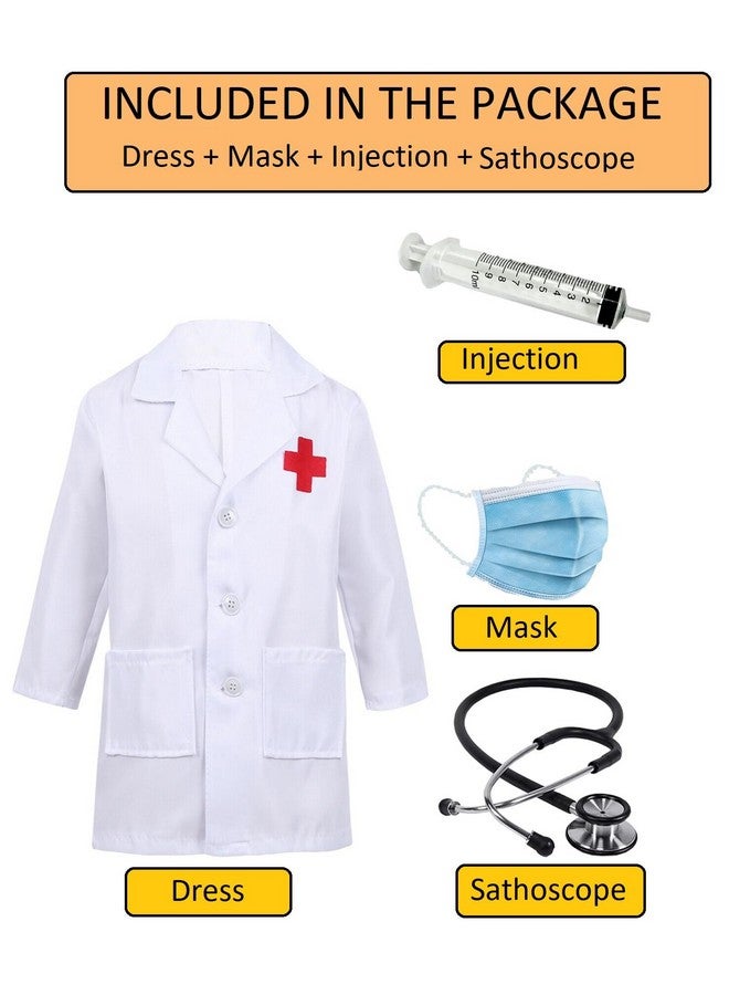 Fancy Dress World Doctor Coat dress for Kids | Doctor dress Costumes for boys & girls | Doctor dress and Stethoscope, Mask, Injection (Set Of 4) 4-5Yrs  - Image 3