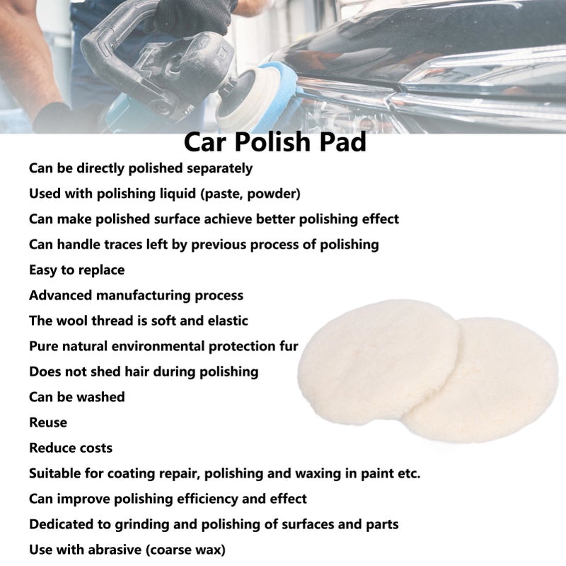 2Pcs Wool Polishing Pads Natural Universal Auto Buffing Pad Car Body Polisher Discs 125mm - Image 4