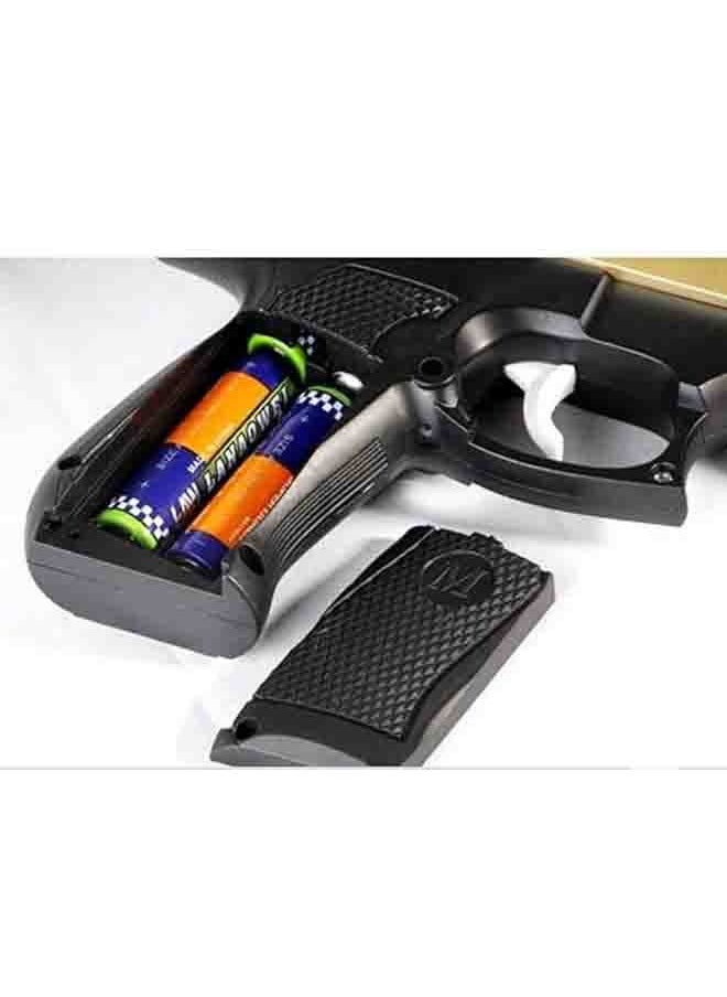 MJ - M9 Pistol Replica Toy Gun with Sounds Lights & Vibration Battery - Image 1
