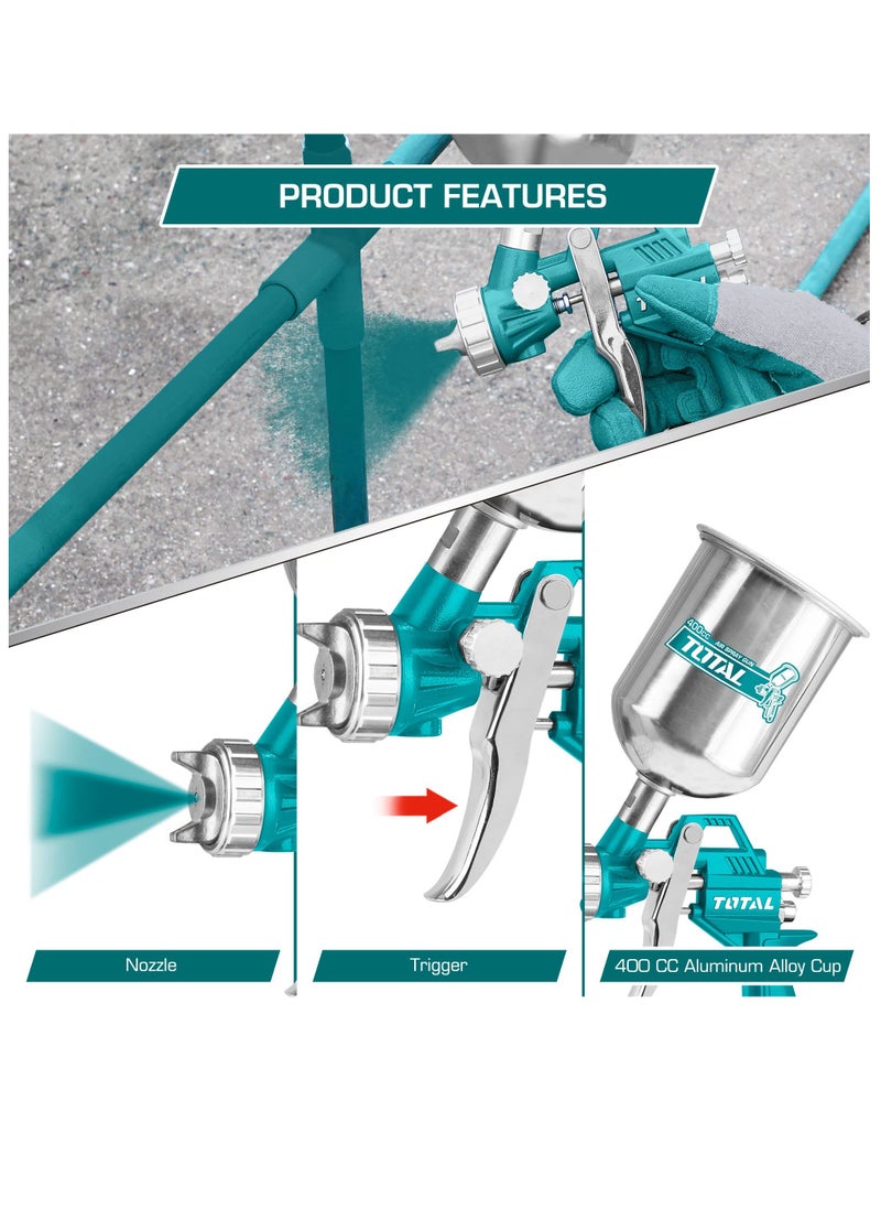 TOTAL Air Spray Gun 400cc, 1.5mm Nozzle, Base Coat Spraying, Multiple Connectors, Operating Pressure 3-4 Bar, for Auto, Industrial, and Home Use - pzsku/ZE33FFEEA1382DB527C0CZ/45/_/1735142183/1bd9a2f5-771d-44cf-aeb4-ee4d68e212f1