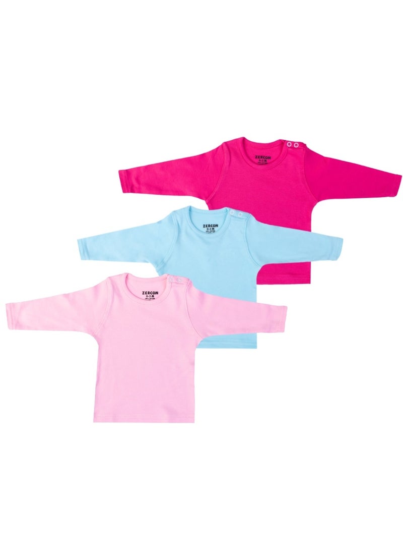 Zercon Underwear Set of 3 Colored Undershirts for Newborn Girls  - Image 1