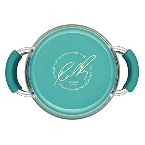 Rachael Ray Cucina Hard Porcelain Enamel Nonstick Multi-Pot / Steamer Set, 3-Quart, Agave Blue - 16799 - Image 5