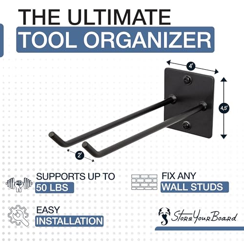 StoreYourBoard Tool Max Single Storage Rack, Wall Mount Home and Garage Hook, Steel Gear Organizer and Hanger - Image 4