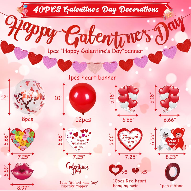 Moon Boat Galentines Day Balloons Party Decorations for the Home: Happy Galentine's Heart Hanging Swirls & Banners, Pink Red White Balloon Garland Arch Kit Decor Party Supplies (No air pump) - Image 3