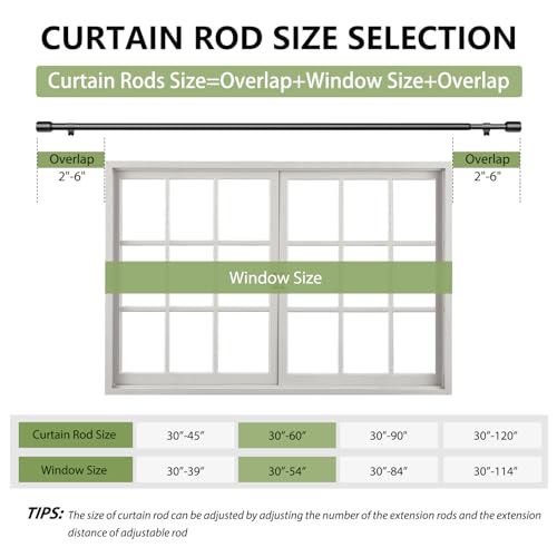 Edidonson 58 Diameter Curtain Rods 3060 Inch for 3054 Inch Windows Adjustable Splicing Black Curtain Rods for Windows with Brackets Window Rod Long Small Curtains Rod - Image 3