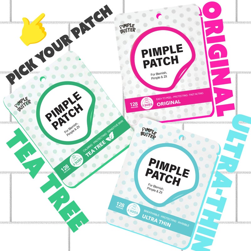 EBIN NEW YORK Pimple Buster Tea Tree Hydrocolloid Acne Patches for Face, 128 Pack (10mm, 12mm, 14mm), Absorb Zits, Shield Spot, All Skin Types - Image 5