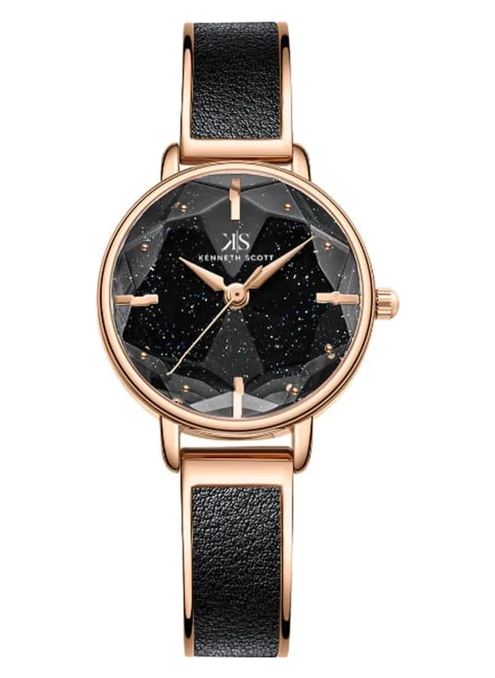 KENNETH SCOTT Kenneth Scott K23503-RBBB Women's Analog Display Watch & Alloy Strap Black