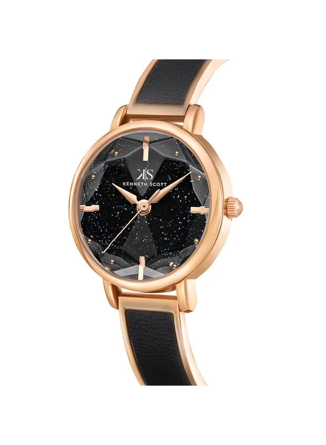 KENNETH SCOTT Kenneth Scott K23503-RBBB Women's Analog Display Watch & Alloy Strap Black