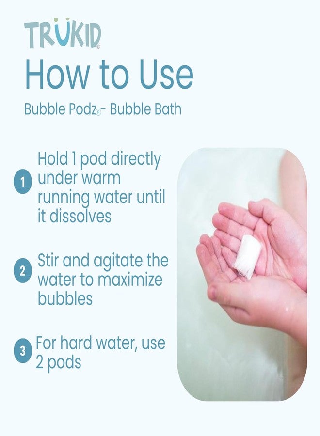 TruKid Bubble Podz Bubble Bath for Kids, Toddlers, & Babies, NEA-Accepted for Eczema, Gentle Refreshing Colloidal Oatmeal Bath Bomb for Sensitive Skin, pH Balanced, Tear Free, Unscented (10 Podz) - Image 3