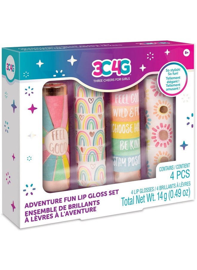 Make It Real Ure Fun: Lip Gloss Set - 4 Piece Scented Lip Gloss Sticks, Cherry-Peach-Grape-Strawberry,On The Go For Adventurous & Stylish Tweens & Girls, Three Cheers For Girls, Make It Real, Ages 8+  - Image 1
