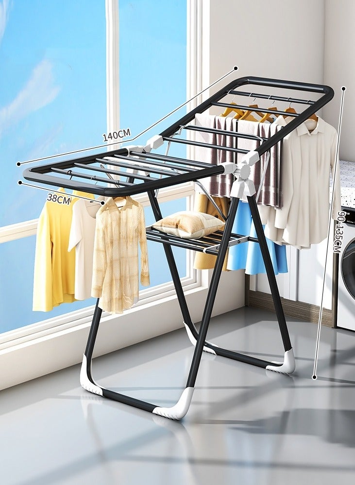 Clothes drying rack floor folding wing-shaped household clothes drying pole - Image 5
