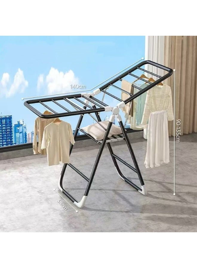 حامل تجفيف الملابس قابل للطي على الأرض على شكل جناح لتجفيف الملابس المنزلية - Image 2