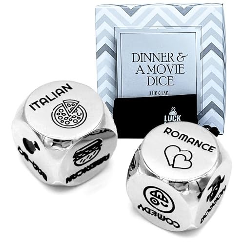 Luck Lab Date Decider Dice Date Night Decider with Velvet Storage Bag Dinner A Movie Decider Dice - Image 1