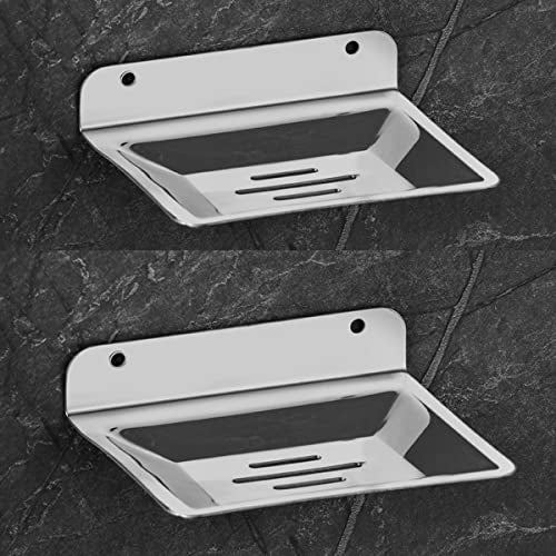 iSTAR Stainless Steel Square Soap Dish Holder for Bathroom Soap Case for Home (Pack of 2) - Image 1
