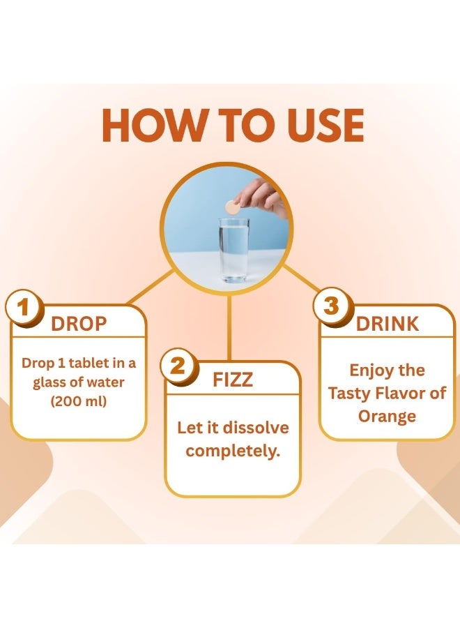 ROOTNRISEBLISS أقراص L-جلوتاثيون مع فيتامين C - بنكهة البرتقال | تفتيح البشرة، مكافحة الشيخوخة ودعم إزالة السموم | تحسين لون البشرة، الإشراقة والمناعة | 15 قرص فوّار - Image 3
