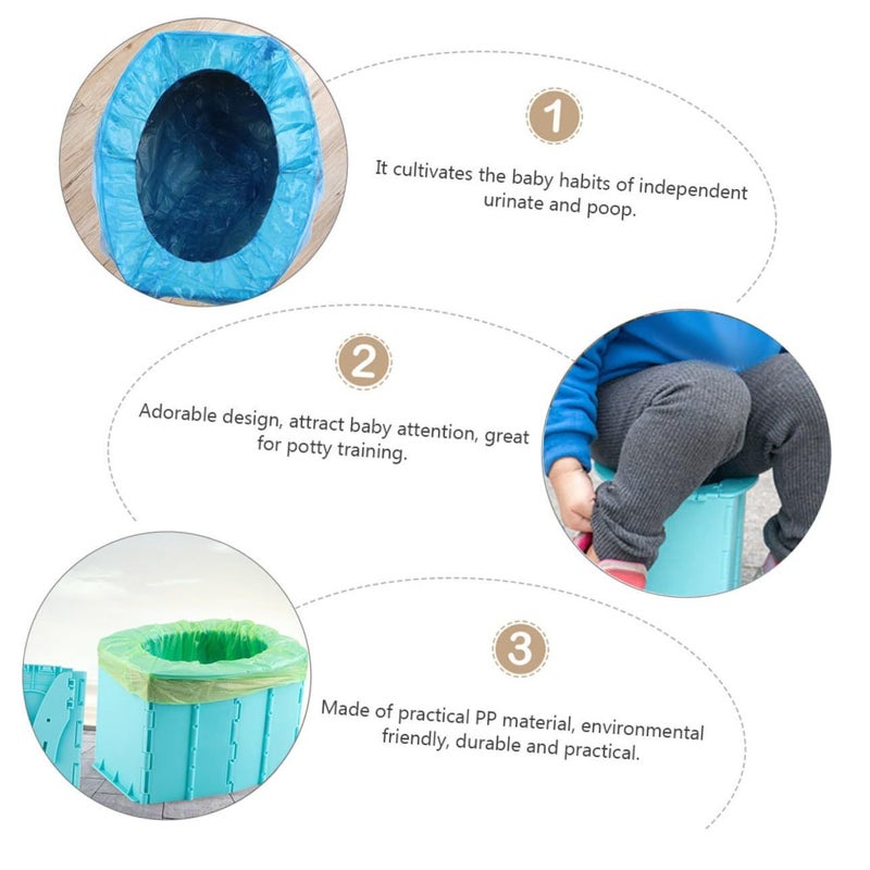 Portable Folding Travel Potty Chair Lightweight Blue For Car And Outdoor Use - Image 4