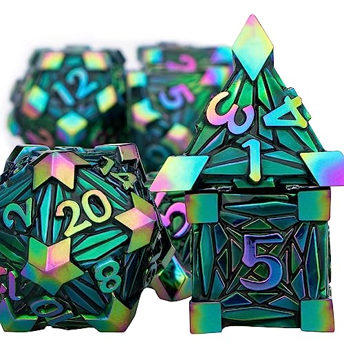 ORIFANTOU 7PCS Metal DND Dice Set with Box Debris RPG Red D and D Dice for use with DD Tabletop Games Role Playing Game Polyhedral Dice Set D20 D12 D10 D8 D6 D4 - Image 5