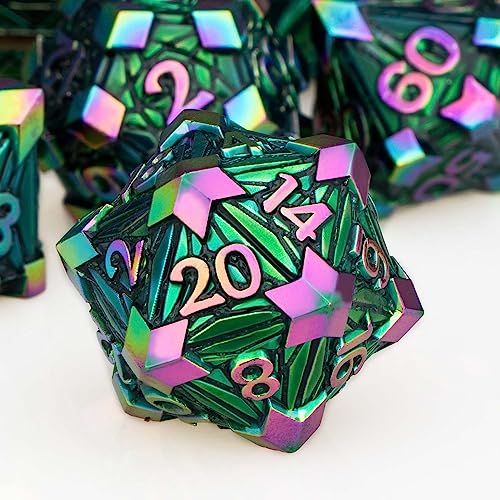 ORIFANTOU 7PCS Metal DND Dice Set with Box Debris RPG Red D and D Dice for use with DD Tabletop Games Role Playing Game Polyhedral Dice Set D20 D12 D10 D8 D6 D4 - Image 1