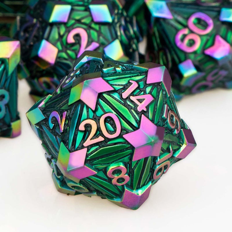 ORIFANTOU 7PCS Metal DND Dice Set with Box Debris RPG Red D and D Dice for use with DD Tabletop Games Role Playing Game Polyhedral Dice Set D20 D12 D10 D8 D6 D4 - Image 3