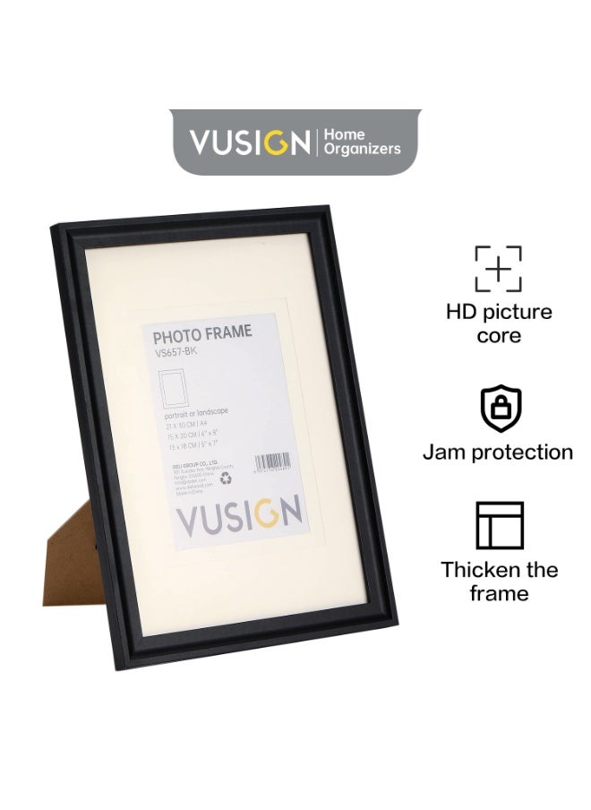 VUSIGN 210x300mm Black Photo Frame – Large Wall or Tabletop Picture Display – Sleek & Durable Design  - Image 2