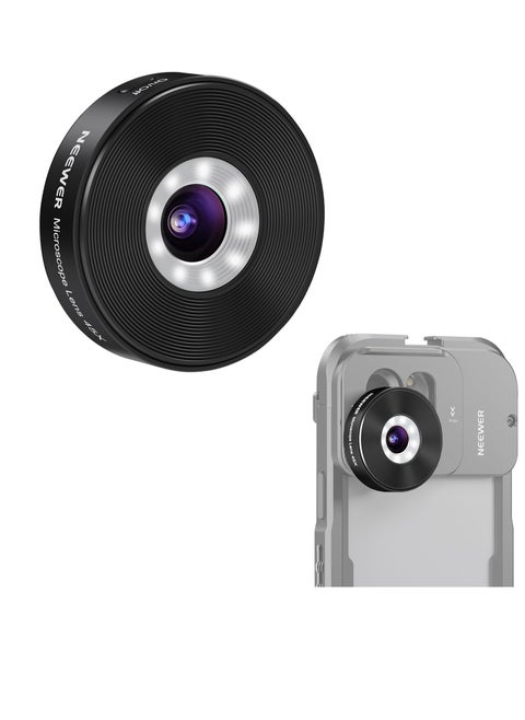 45 X Phone Microscope Only for 17mm Thread Backplate, with iPhone Samsung Cage with 17mm Lens Adapter, Rechargeable Close Up Zoom Lens with 50mAh Battery,  LED Light, Type C Cable