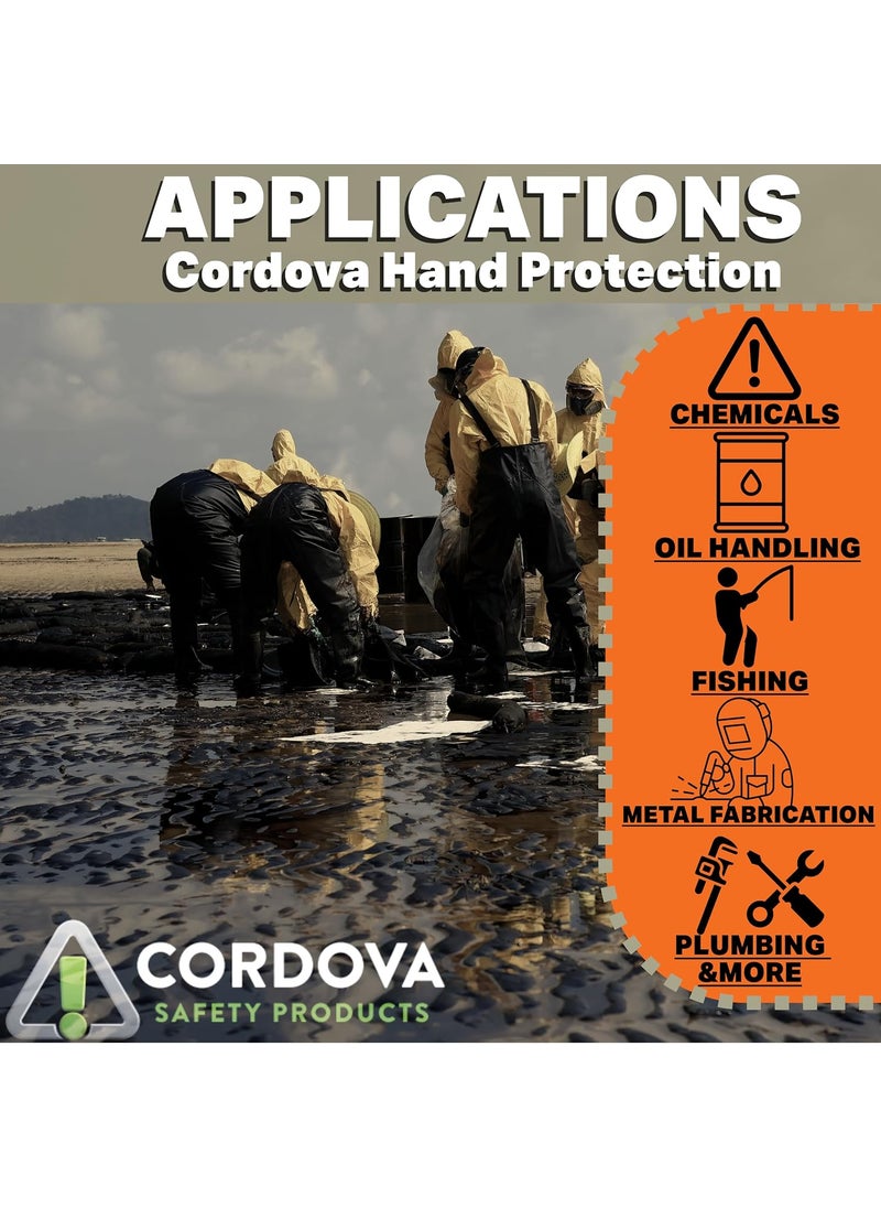 Cordova Cordova 5300J Oil Demon BlackOrange Double Dipped PVC Gloves Sandy Finish Jersey Lined Safety Cuff Large 12Pack  - Image 3